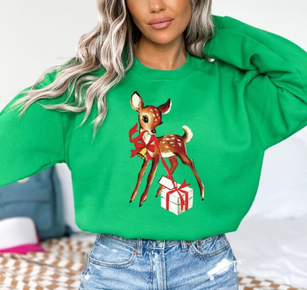 vintage christmas sweatshirt featuring reindeer design retro rudolph shirt for unique holiday style