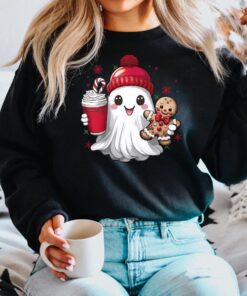 vintage christmas sweatshirt featuring retro ghost santa design for unisex wear ideal for holiday gatherings and festive celebrations 8pfkb scaled