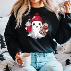 vintage christmas sweatshirt featuring retro ghost santa design for unisex wear ideal for holiday gatherings and festive celebrations 8pfkb scaled