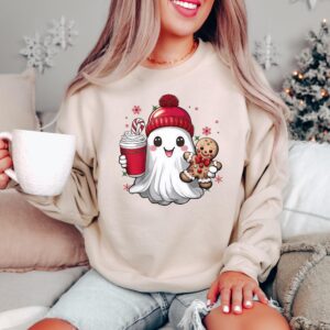 vintage christmas sweatshirt featuring retro ghost santa design for unisex wear ideal for holiday gatherings and festive celebrations lxayk scaled