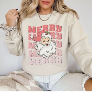 vintage christmas sweatshirt featuring retro santa claus design for winter holiday wear and fun festive style hqtgd