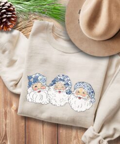 vintage christmas sweatshirt featuring retro santa design with toile de jouy print for women ideal for holiday celebrations anaip scaled