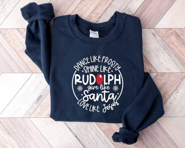 vintage christmas sweatshirt featuring rudolph santa and jesus designs for unique holiday apparel jwiae scaled