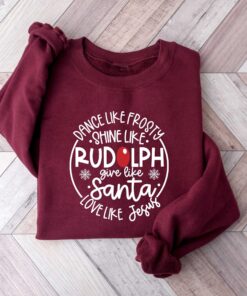 vintage christmas sweatshirt featuring rudolph santa and jesus designs for unique holiday apparel maubd scaled