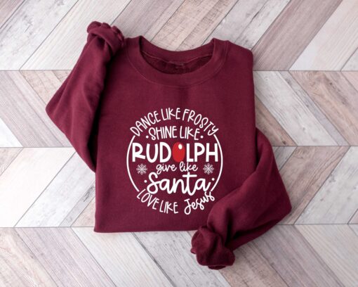 vintage christmas sweatshirt featuring rudolph santa and jesus designs for unique holiday apparel maubd scaled