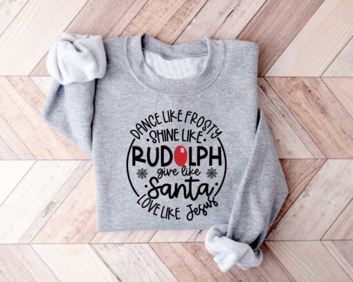 vintage christmas sweatshirt featuring rudolph santa and jesus designs for unique holiday apparel prcno scaled