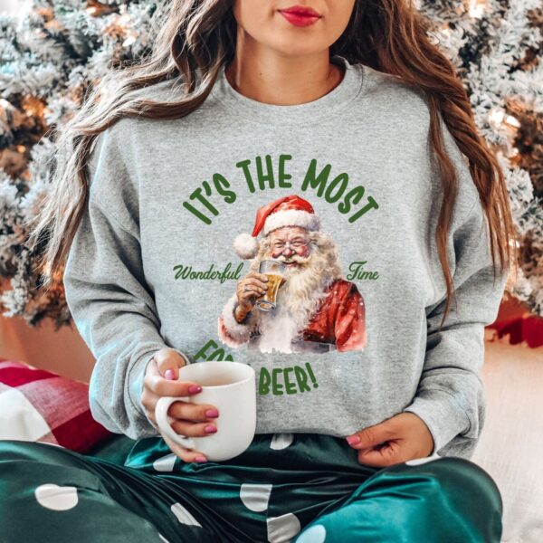 vintage christmas sweatshirt featuring santa drinking beer funny retro design for holiday parties and gatherings hp0bz