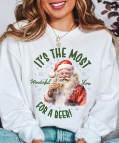 vintage christmas sweatshirt featuring santa drinking beer funny retro design for holiday parties and gatherings ukb2p