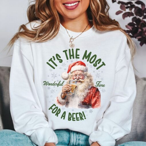 vintage christmas sweatshirt featuring santa drinking beer funny retro design for holiday parties and gatherings ukb2p