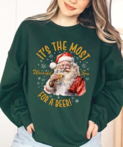 vintage christmas sweatshirt featuring santa drinking beer funny retro design for holiday parties and gatherings weafy