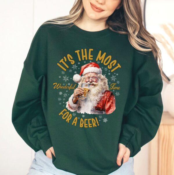 vintage christmas sweatshirt featuring santa drinking beer funny retro design for holiday parties and gatherings weafy