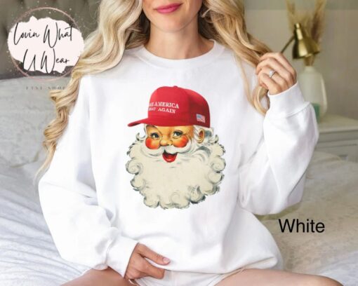 vintage christmas sweatshirt featuring santa trump design oversized funny christmas shirt for election enthusiasts and republicans a3azc