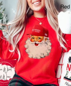 vintage christmas sweatshirt featuring santa trump design oversized funny christmas shirt for election enthusiasts and republicans f956d