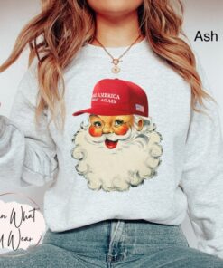 vintage christmas sweatshirt featuring santa trump design oversized funny christmas shirt for election enthusiasts and republicans hsfc0