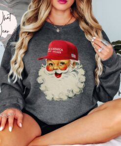 vintage christmas sweatshirt featuring santa trump design oversized funny christmas shirt for election enthusiasts and republicans jqpjf