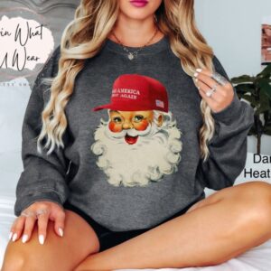 vintage christmas sweatshirt featuring santa trump design oversized funny christmas shirt for election enthusiasts and republicans jqpjf