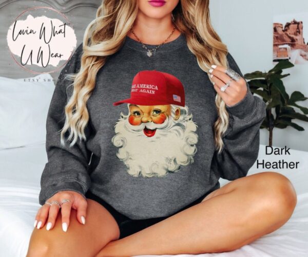 vintage christmas sweatshirt featuring santa trump design oversized funny christmas shirt for election enthusiasts and republicans jqpjf