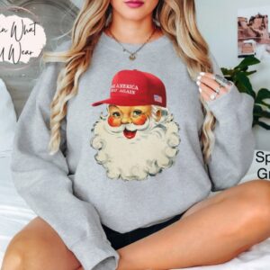 vintage christmas sweatshirt featuring santa trump design oversized funny christmas shirt for election enthusiasts and republicans owomx