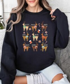 vintage christmas sweatshirt featuring santas reindeer names for kids funny holiday tee with unique design lhsek scaled