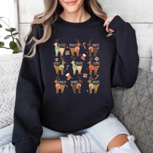 vintage christmas sweatshirt featuring santas reindeer names for kids funny holiday tee with unique design lhsek scaled