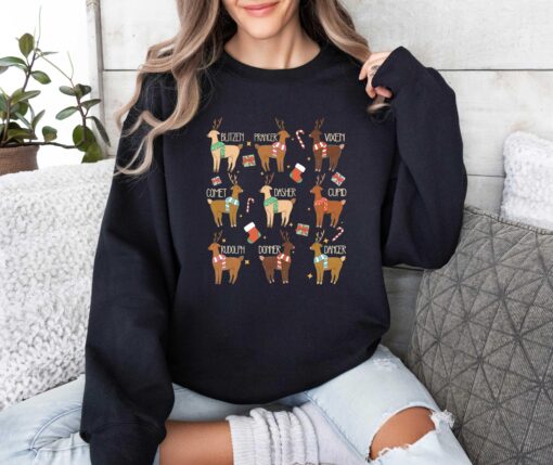 vintage christmas sweatshirt featuring santas reindeer names for kids funny holiday tee with unique design lhsek scaled