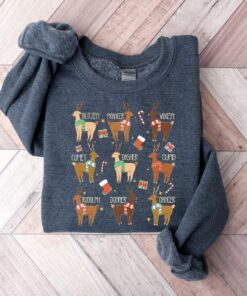 vintage christmas sweatshirt featuring santas reindeer names for kids funny holiday tee with unique design lqnip scaled