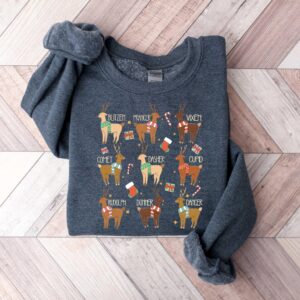 vintage christmas sweatshirt featuring santas reindeer names for kids funny holiday tee with unique design lqnip scaled