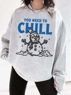 Vintage Christmas Sweatshirt Featuring Snowman Design for Winter Fun and Family Gatherings Retro Crewneck Holiday Apparel