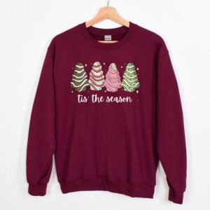 vintage christmas sweatshirt featuring tis the season tree cakes design for unique holiday style and comfort gqxaw