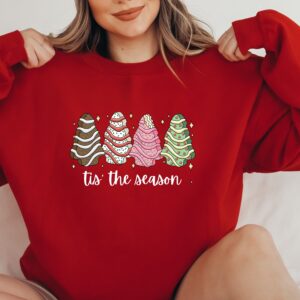 vintage christmas sweatshirt featuring tis the season tree cakes design for unique holiday style and comfort hdpku