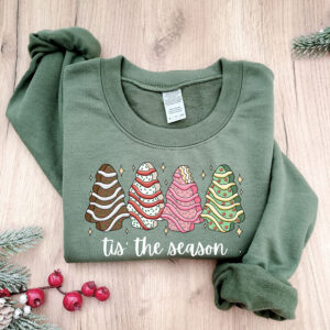 vintage christmas sweatshirt featuring tis the season tree cakes design for unique holiday style and comfort hv8rz