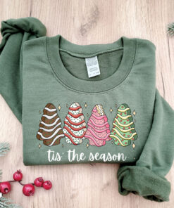 vintage christmas sweatshirt featuring tis the season tree cakes design for unique holiday style and comfort hv8rz scaled