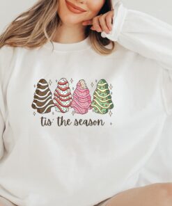 vintage christmas sweatshirt featuring tis the season tree cakes design for unique holiday style and comfort m4v4i scaled