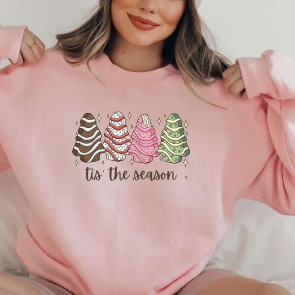 vintage christmas sweatshirt featuring tis the season tree cakes design for unique holiday style and comfort u2kbb scaled