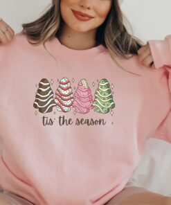 vintage christmas sweatshirt featuring tis the season tree cakes design for unique holiday style and comfort u2kbb scaled