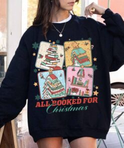 vintage christmas sweatshirt for book lovers featuring a christmas book tree design ideal for librarians and bookworms 0hpuh