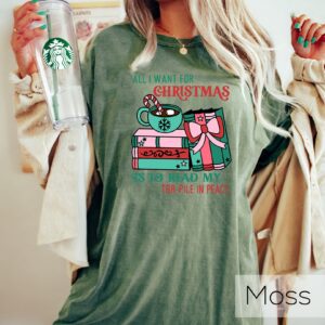 vintage christmas sweatshirt for book lovers featuring all i want for christmas is more time to read my tbr design al2e7