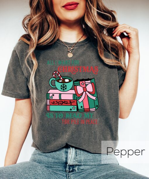 vintage christmas sweatshirt for book lovers featuring all i want for christmas is more time to read my tbr design bekea