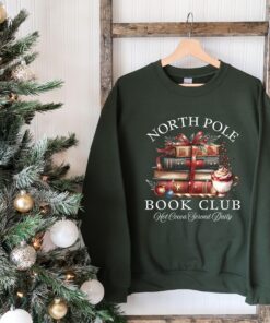 vintage christmas sweatshirt for book lovers featuring north pole book club design and retro santa graphic for holiday celebrations 44bc0 scaled