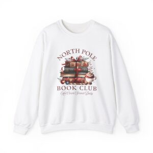 vintage christmas sweatshirt for book lovers featuring north pole book club design and retro santa graphic for holiday celebrations hfk1p