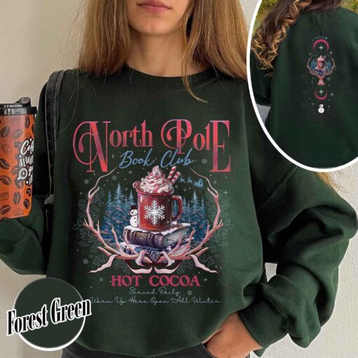 vintage christmas sweatshirt for book lovers featuring north pole book club design ideal for librarians and bookworms