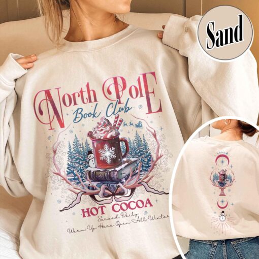 vintage christmas sweatshirt for book lovers featuring north pole book club design ideal for librarians and bookworms jwi0a