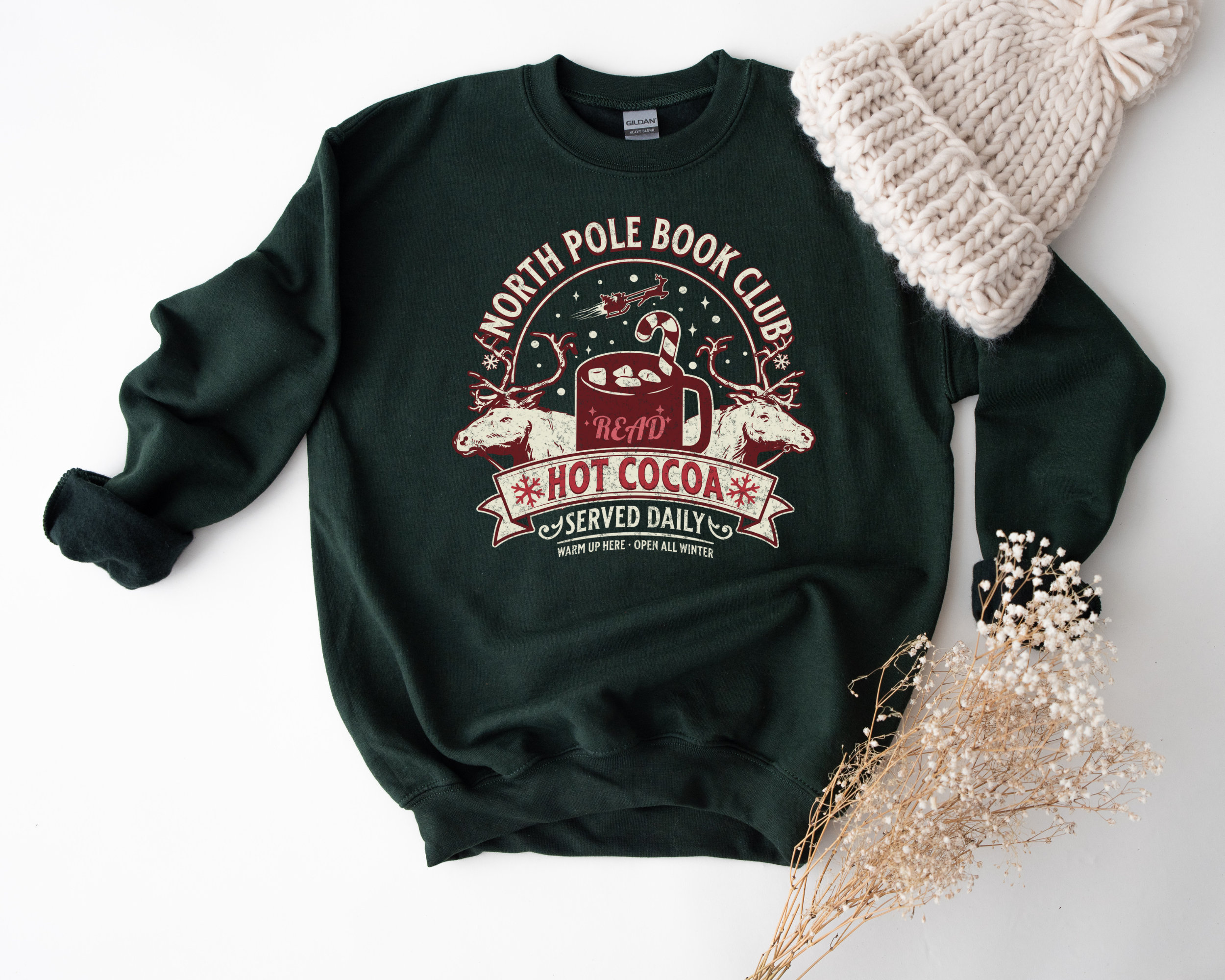vintage christmas sweatshirt for book lovers north pole book club crewneck with cozy design for holiday comfort