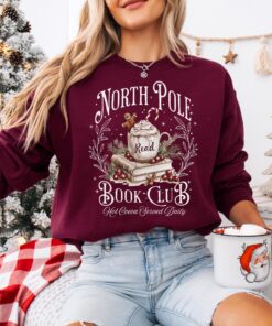 vintage christmas sweatshirt for book lovers north pole book club crewneck with fun design and comfortable fit bzkvu scaled