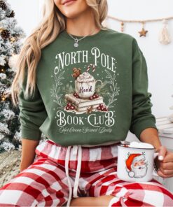 vintage christmas sweatshirt for book lovers north pole book club crewneck with fun design and comfortable fit gznkk scaled