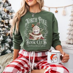 vintage christmas sweatshirt for book lovers north pole book club crewneck with fun design and comfortable fit gznkk scaled