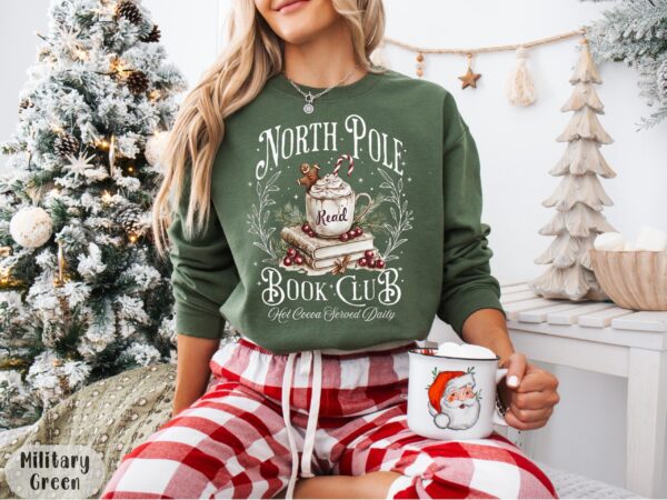 vintage christmas sweatshirt for book lovers north pole book club crewneck with fun design and comfortable fit gznkk scaled