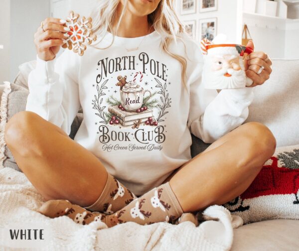 vintage christmas sweatshirt for book lovers north pole book club crewneck with fun design and comfortable fit xrfvw scaled