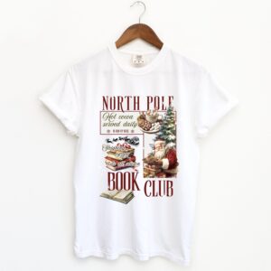 vintage christmas sweatshirt for book lovers north pole book club design funny santa t shirt for holiday celebrations d726j