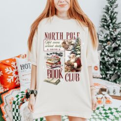 Vintage Christmas Sweatshirt for Book Lovers  North Pole Book Club Design  Funny Santa T-Shirt for Holiday Celebrations